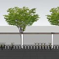 Outdoor Canopy for Bicycle Parking Area with Trees and Open Public Space