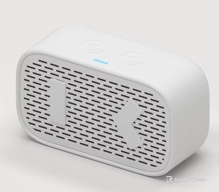 Smart Speaker With White Compact Design Speaker Grille Control Buttons And LED Indicator 3d model