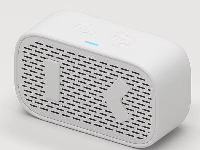 Smart Speaker With White Compact Design Speaker Grille Control Buttons And LED Indicator 3d model
