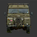 Vintage Military Off Road Vehicle With Green Paint Roof Rack And Front Grille