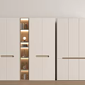 Modern White Wardrobe with LED Lights and Open Shelving Storage Design 3d model