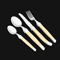 Stainless Steel Cutlery Set With Ivory Handles Including Spoon Knife And Fork