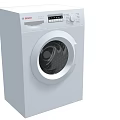 Bosch White Front Loading Washing Machine with Digital Display and Control Knob 3d model