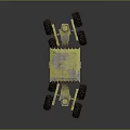 Yellow Off Road Rover With Large Wheels And Sturdy Top Equipment Design