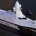 White Chinese Coast Guard Yacht With Small Boat And Number 31301 On Water