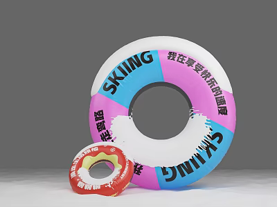 Swimming ring inflatable ring life buoy tire snow snow scene swimming ring donut 3d model