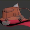 Unique Red Flying Vehicle With Multiple Propellers And Futuristic Cockpit Design