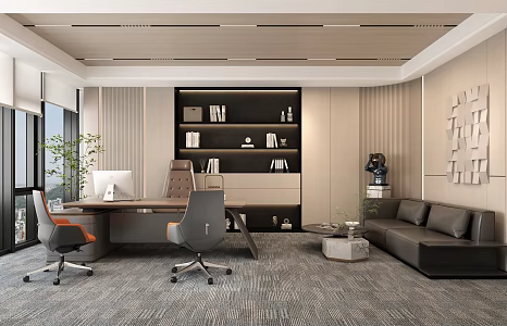 Manager's office desk office sofa 3d model
