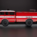 Red And White Striped Fire Truck As Functional Emergency Response Vehicle