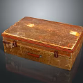 Vintage Brown Suitcase With Worn Texture And Metal Clasps Leather Handle