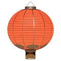 Orange Round Striped Paper Lantern With Hanger And Tassel Decoration