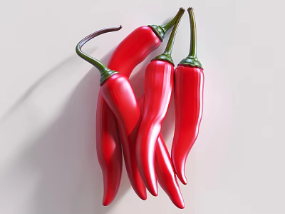 Fresh Vibrant Red Chili Peppers for Healthy Kitchen Cooking and Diet 3d model