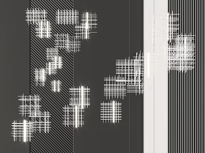 Abstract Black And White Chandelier Design With Grid Like Lines On Gray And Black Background 3d model