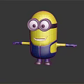 Cute Yellow Minion Character With Large Goggles Blue Overalls And Arms Outstretched