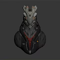 Sci Fi Character With Mechanical Helmet Black Hoodie And Red Lining 3d model