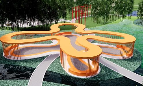 Modern flower landscape gallery shaped landscape pavilion rest pavilion running water curve modeling gallery pavilion park landscape sketch 3d model