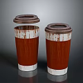 Disposable Coffee Cups With Brown Lids And White Base For Hot Beverages