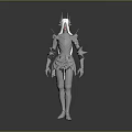 Fantasy Armored Character With Silver Spiked Armor And Pale Face Features