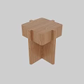 Modern Oak Wooden Stool With Natural Wood Grain And Simple Design Structure