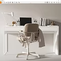 Modern Desk Chair Desk Chair Combination Study Desk Computer Desk Lamp Computer Chair 3d model