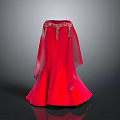 Elegant Red Long Dress with Decorative Waist and Sheer Sleeves for Daily Use