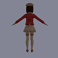 Two 3D Anime Characters in Red Jacket White Skirt and Hat with Arms Outstretched