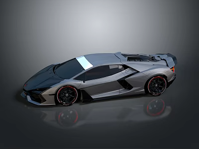 Silver Sports Car With Sleek Modern Body Design Black Wheels And Rear Spoiler 3d model