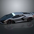 Silver Sports Car With Sleek Modern Body Design Black Wheels And Rear Spoiler