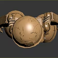Copper Colored Robot Game And Movie Character With Green Eyes Mechanical Design And Panel Details
