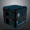 Blue Heavy Duty Equipment Container With Straps And White Logo Design For Storage
