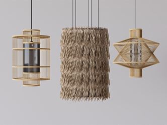 Quiet chandelier rattan chandelier 3d model