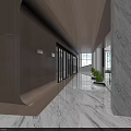 Modern Sales Office Interior Featuring Marble Flooring Glass Doors And Elegant Lighting Design
