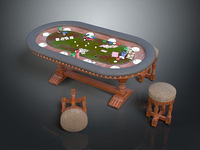 Roulette table gambling table gambling equipment items 3d model