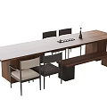 Modern Wooden Tea Table and Chairs with Four Seats Tea Set Tray and Vase