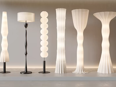 Sleek Modern Floor Lamps With Various Unique Designs And Illuminated Features 3d model