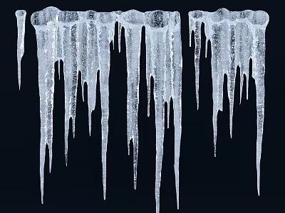 Frosty Icicles Hanging As Natural Garden Decor For Winter Outdoor 3d model
