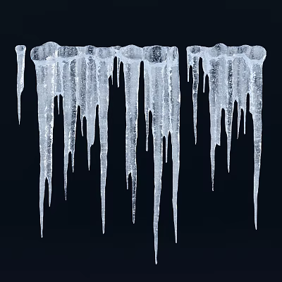 Frosty Icicles Hanging As Natural Garden Decor For Winter Outdoor 3d model