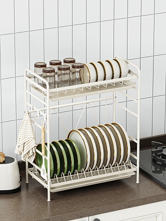 Kitchen Dishes and Water Cup Storage Rack 3d model