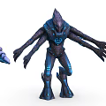 Sci Fi Character Creature With Blue Glowing Elements And Multiple Armored Limbs 3d model