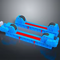 Industrial Blue Dual Roller Support Equipment With Red Tracks And Black Rollers