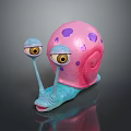 Pink Shell Snail Toy With Purple Spots Blue Antennae And Large Yellow Eyes