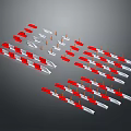 Road Safety Equipment With Red And White Barriers Cones And Reflective Strips