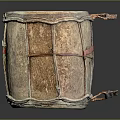 Traditional Musical Instrument Handcrafted Leather Drum With Round Head And Red Straps