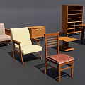 Modern Living Room Sofa And Coffee Table Set With Wooden Shelves Chairs And Rug
