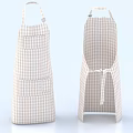 Classic Checkered Cotton Aprons With Front Pockets And Adjustable Tie Straps 3d model