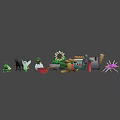 Low Poly Game Movie Characters With Animal Plant Food And Props Design