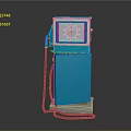 Vintage Blue Gas Pump With Round Dial Fuel Nozzle And Hose