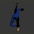 Men's Running Sportswear Blue Zip Up Jacket White Athletic Pants Black Gloves And Sports Shoes