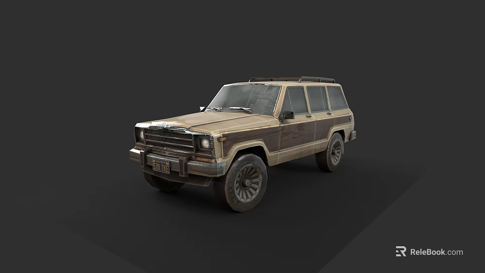 Vintage SUV With Beige And Dark Brown Exterior Classic Off Road Design 3d model 