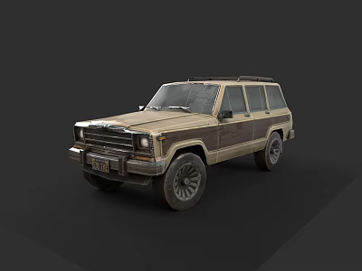 Vintage SUV With Beige And Dark Brown Exterior Classic Off Road Design 3d model